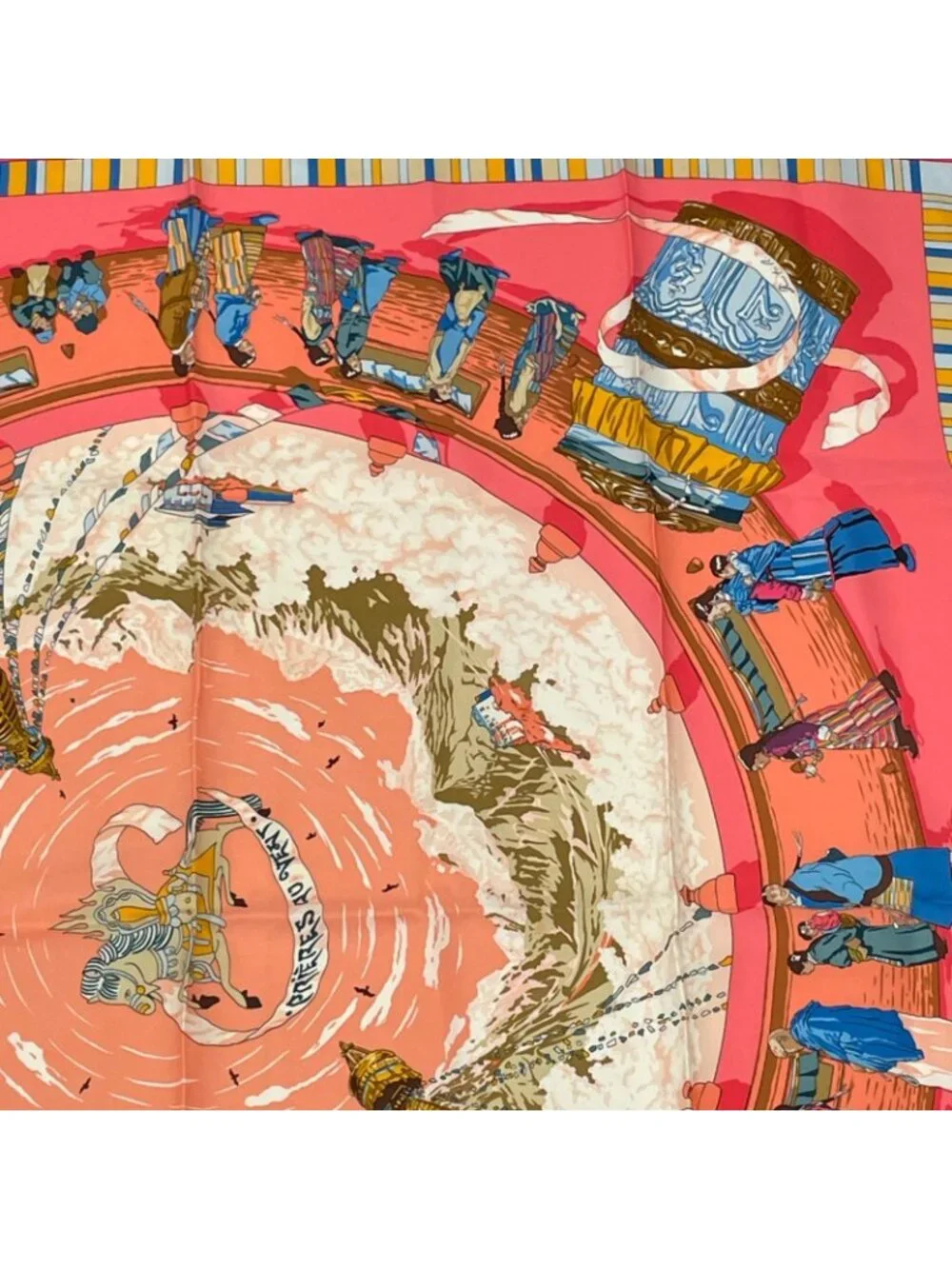 Hermes Carre 90 Prieres AU Vent Prayer in the Wind Silk Scarf Pink - Picture 3 of 8